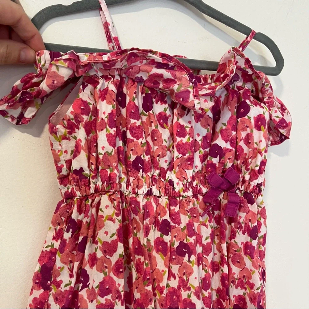 Baby Gap Girls 2T Pink Floral Dress Cotton Ruffle Spaghetti Strap Sundress